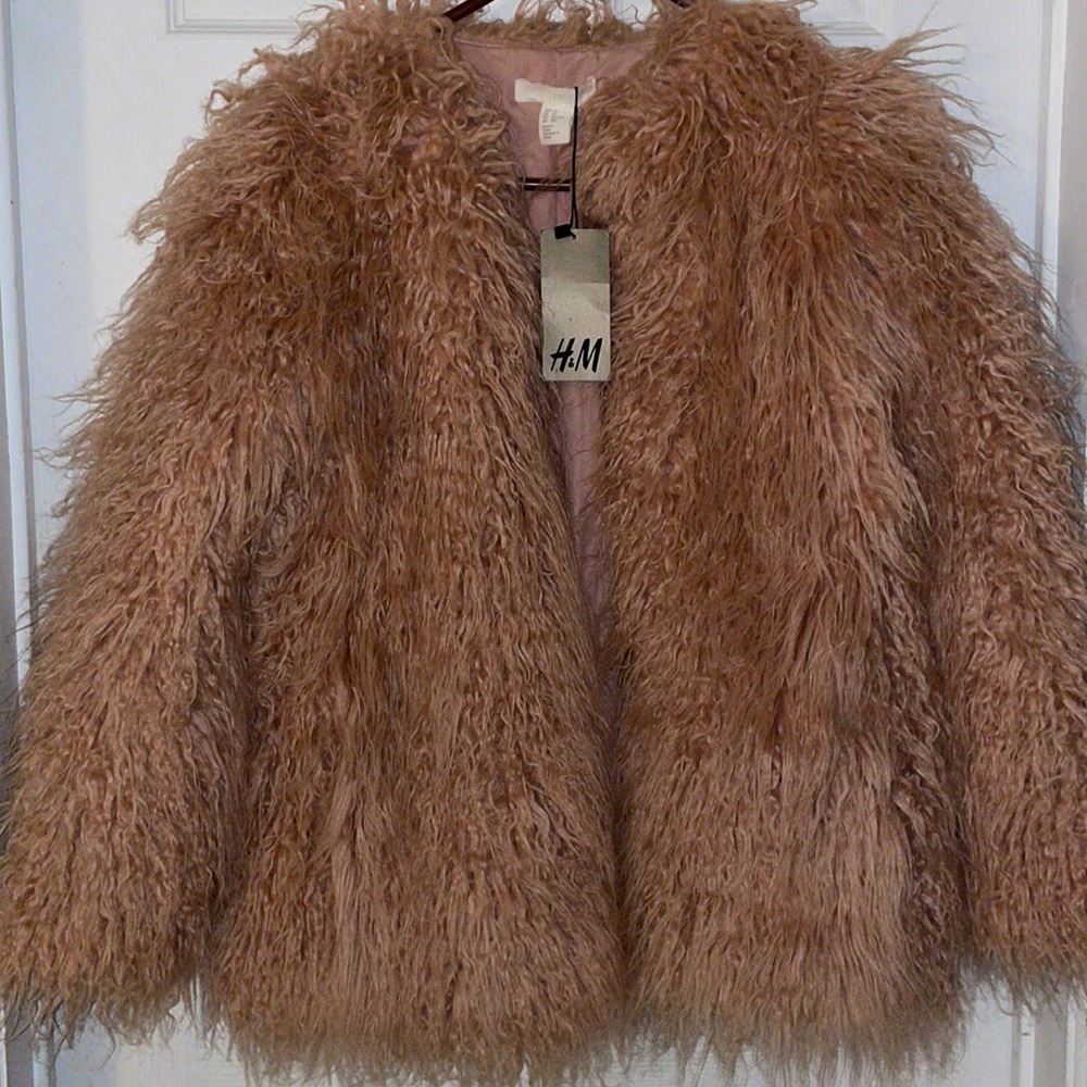 Faux fur jacket blush pink